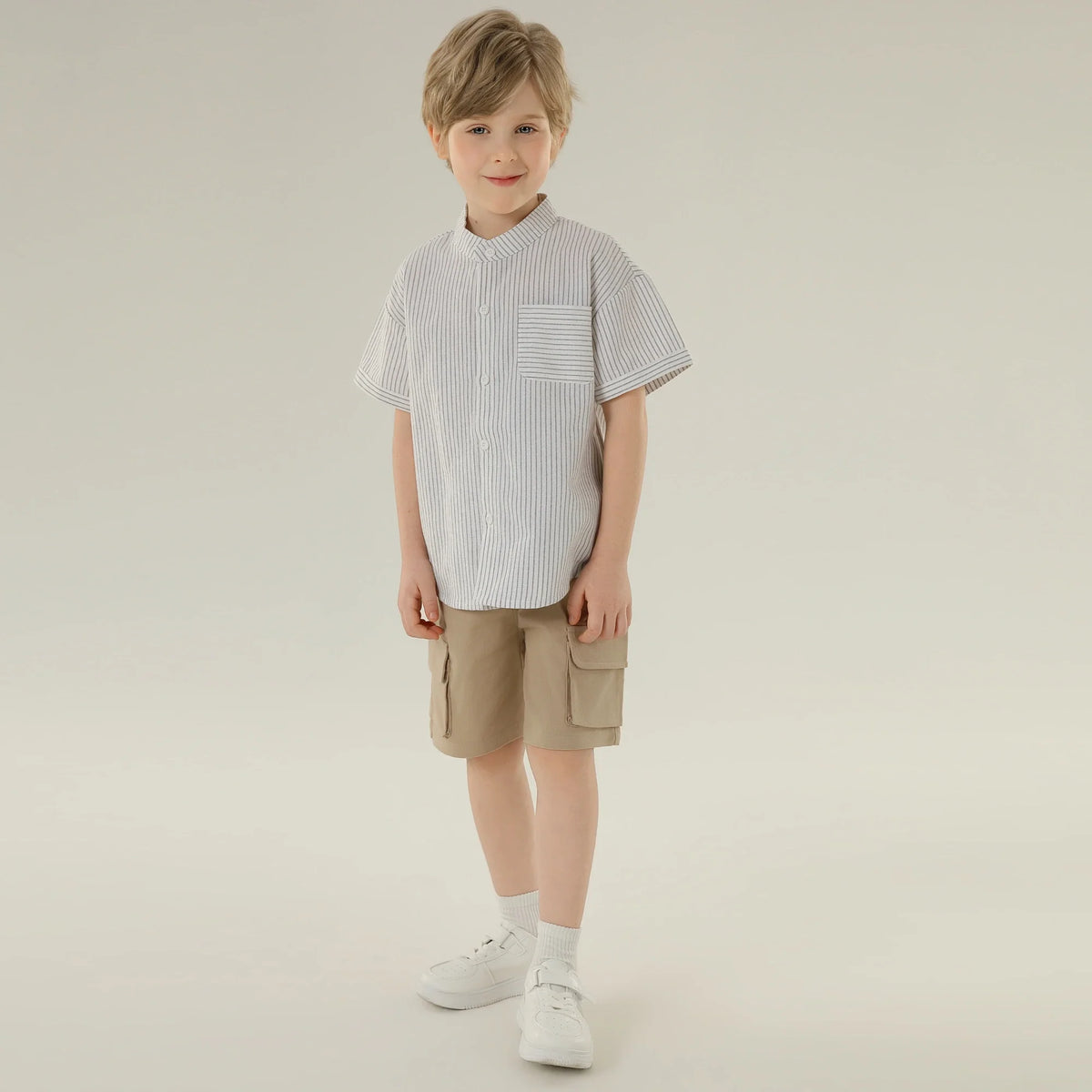 قميص مخطط بأكمام طويلة للأولاد