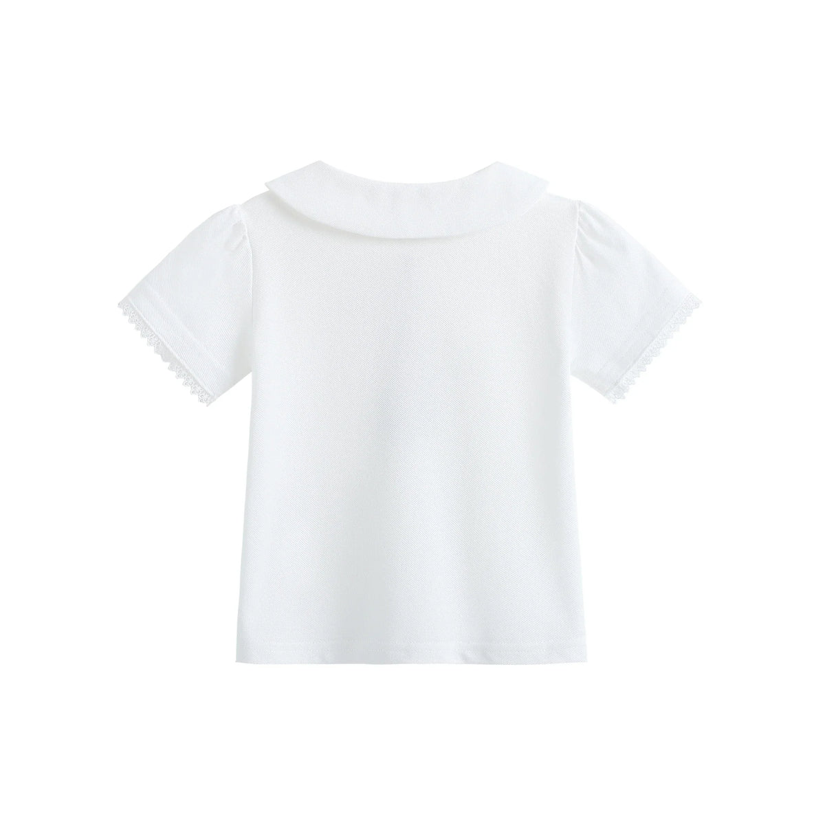 قميص بولو مطرز بأكمام منفوخة للبنات المواليد