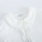 بلوزة بأكمام منفوخ بنقشة الجاكار للبنات المواليد