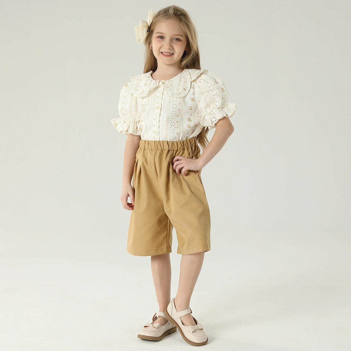 قميص مزين بنمط الزهور للبنات