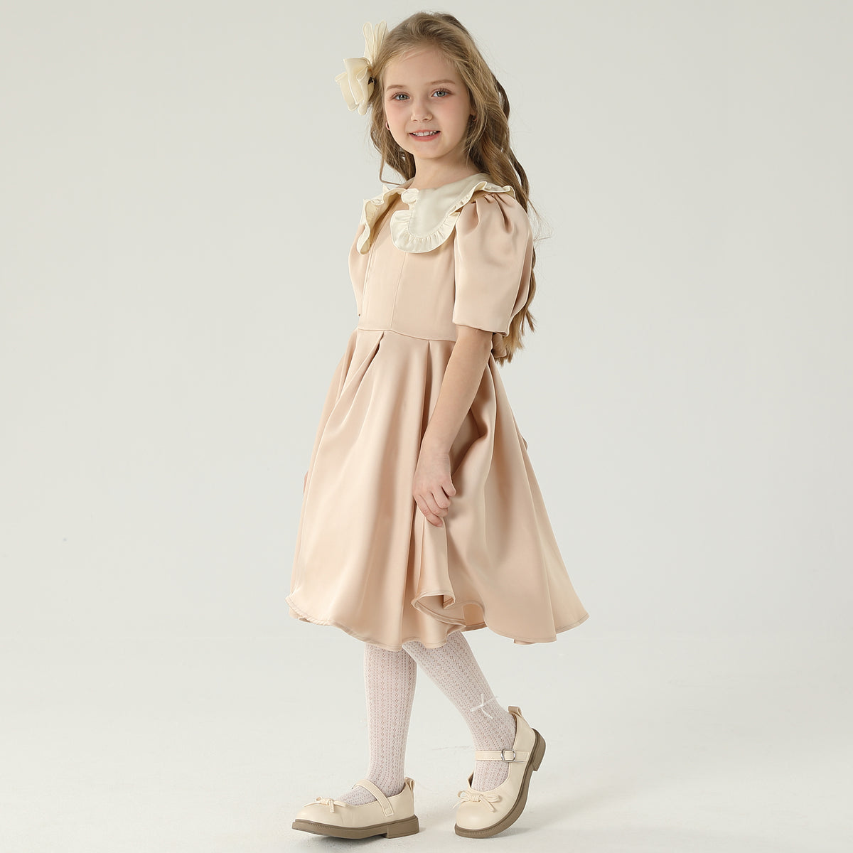 فستان كاجوال مزدوج اللون للبنات