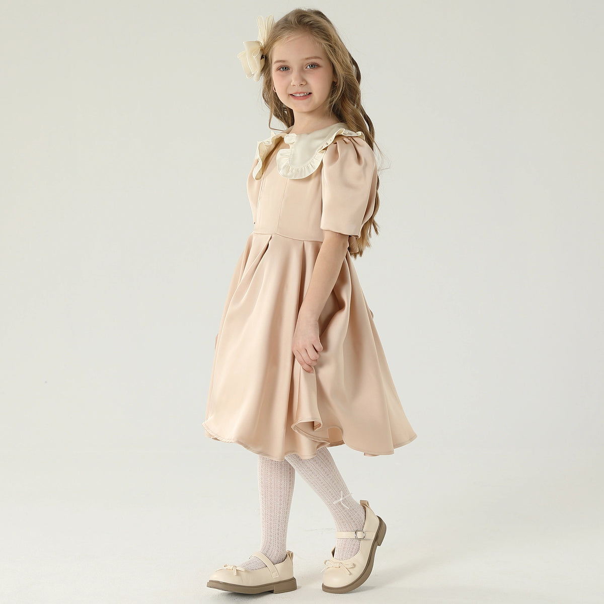 فستان كاجوال مزدوج اللون للبنات