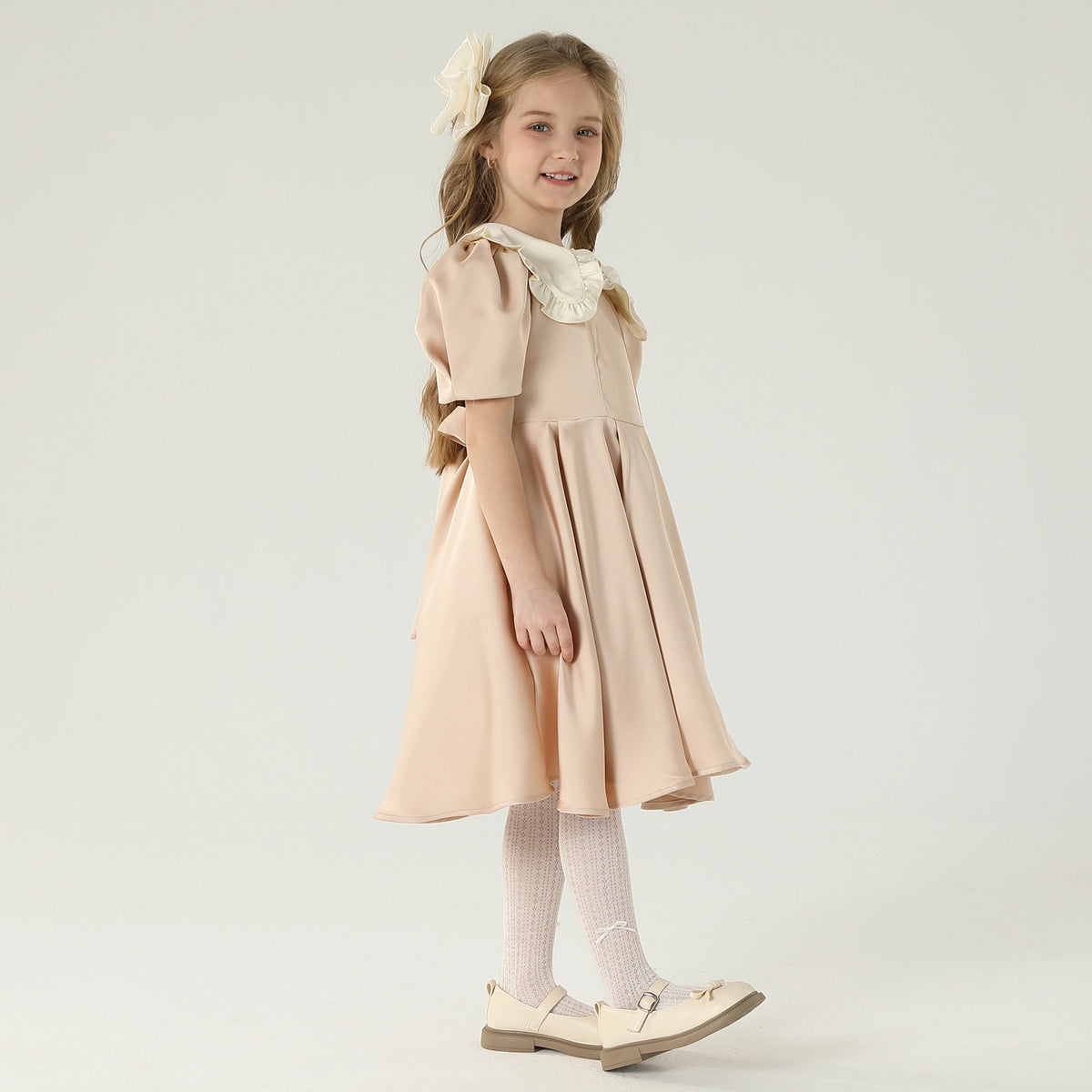 فستان كاجوال مزدوج اللون للبنات