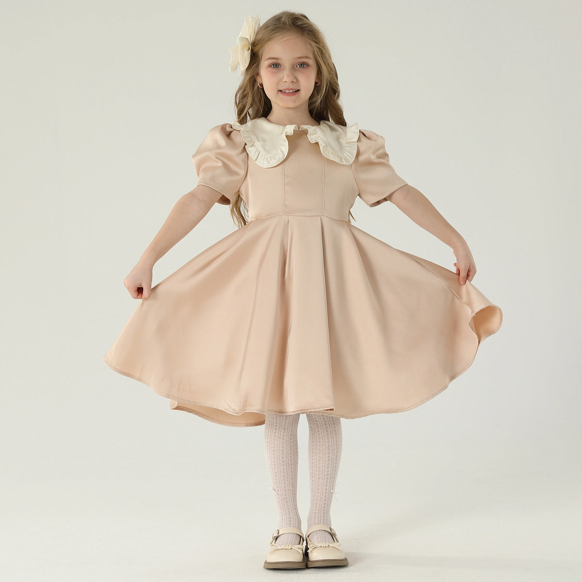 فستان كاجوال مزدوج اللون للبنات