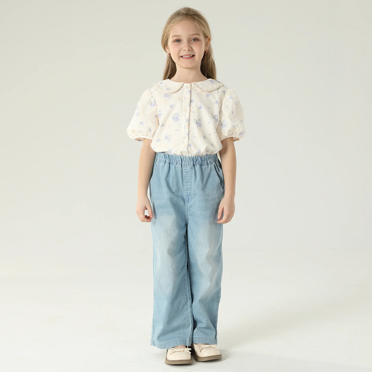 قميص مزين بنمط الزهور للبنات