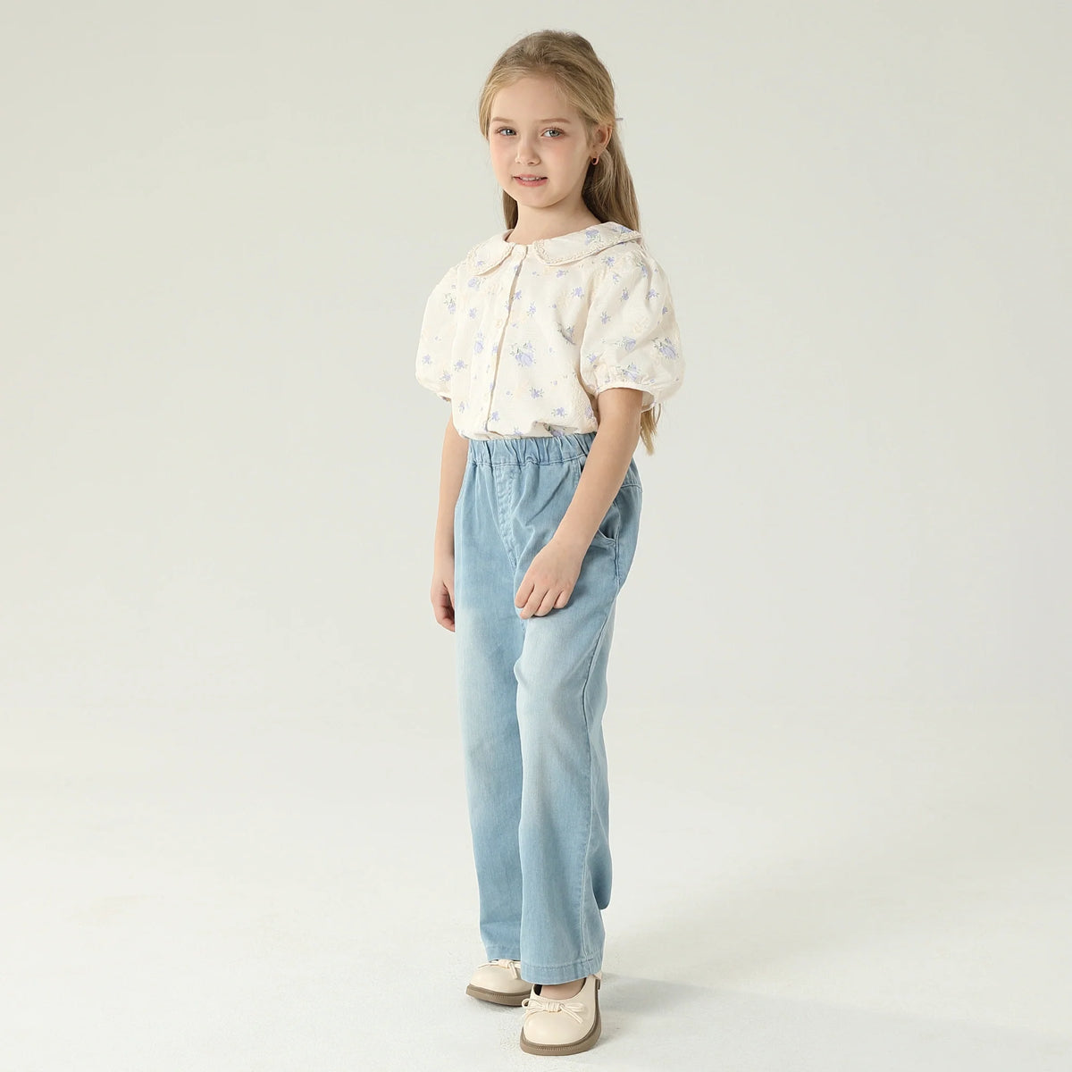 قميص مزين بنمط الزهور للبنات