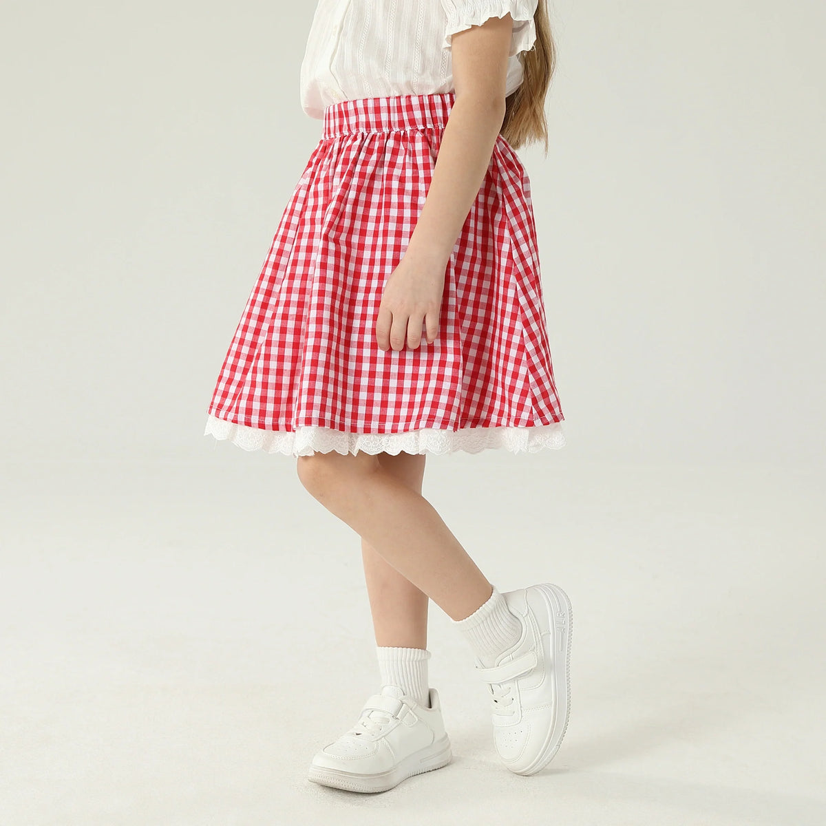 تنورة كاروهات بخصر مطاطي للبنات