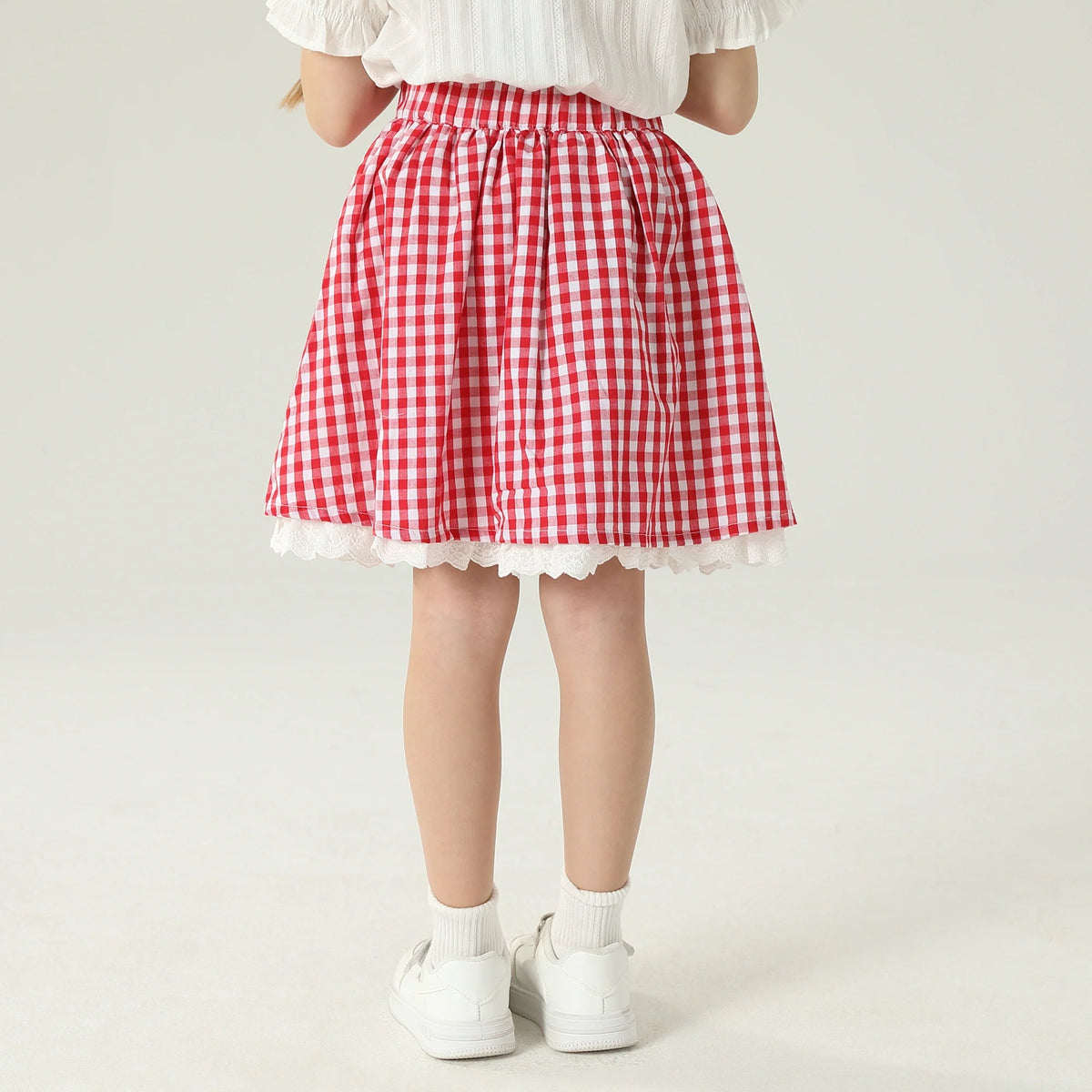 تنورة كاروهات بخصر مطاطي للبنات