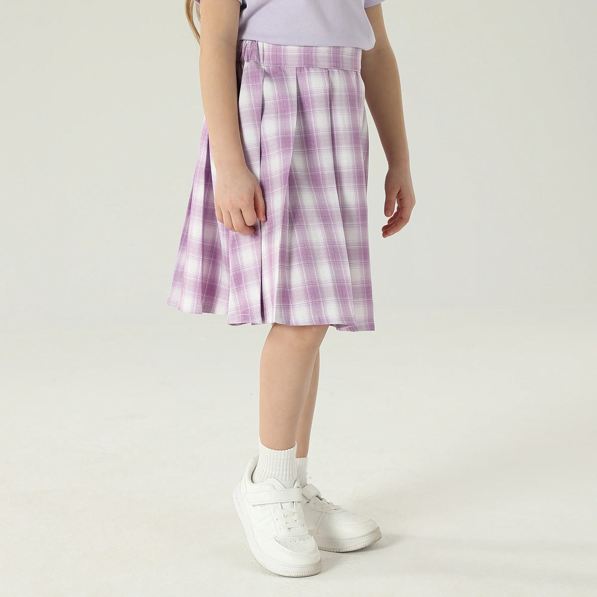 تنورة كاروهات بخصر مطاطي للبنات