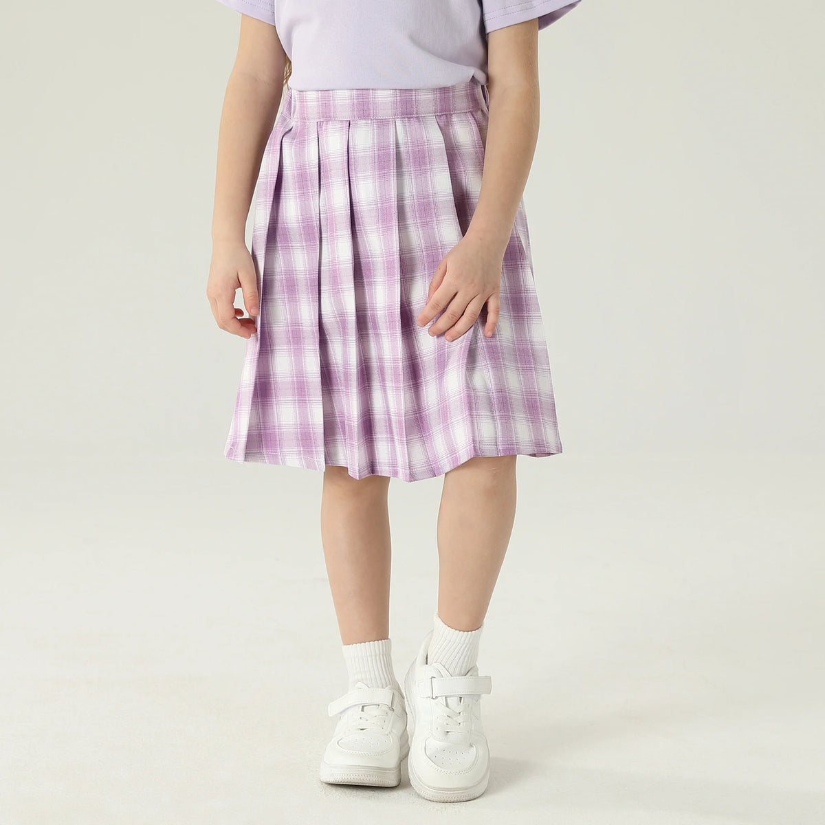 تنورة كاروهات بخصر مطاطي للبنات