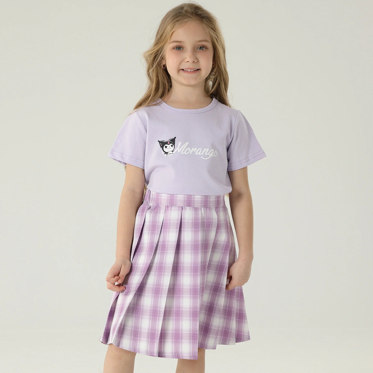 تنورة كاروهات بخصر مطاطي للبنات