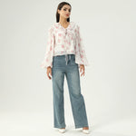 بلوزة بنمط الزهور للنساء