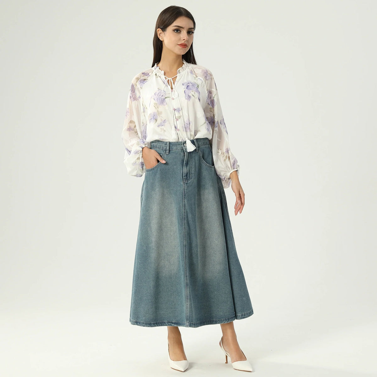 Washed Jeans Skirt For Women
