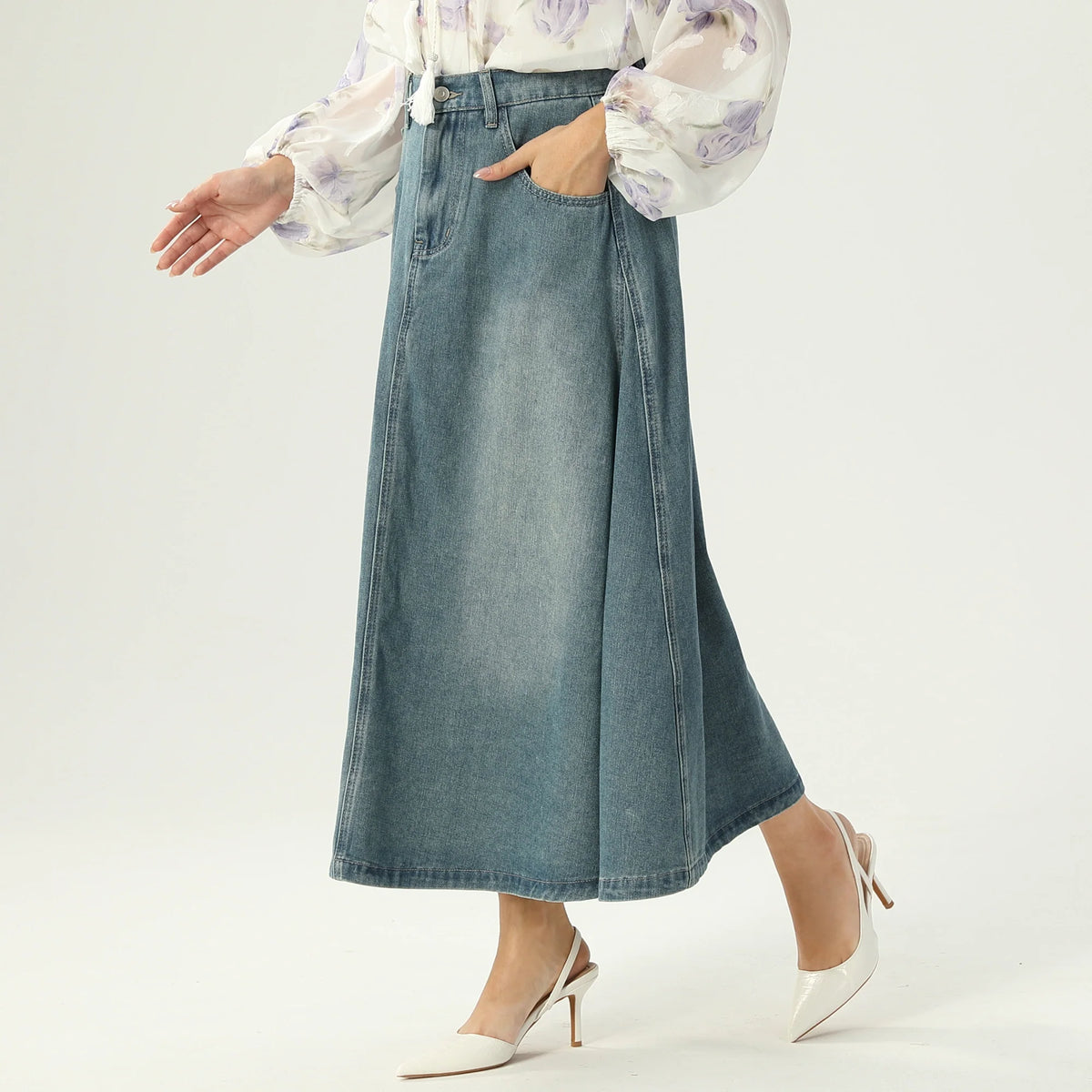 Washed Jeans Skirt For Women