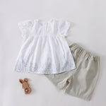 طقم سادة قطعتين للبنات المواليد