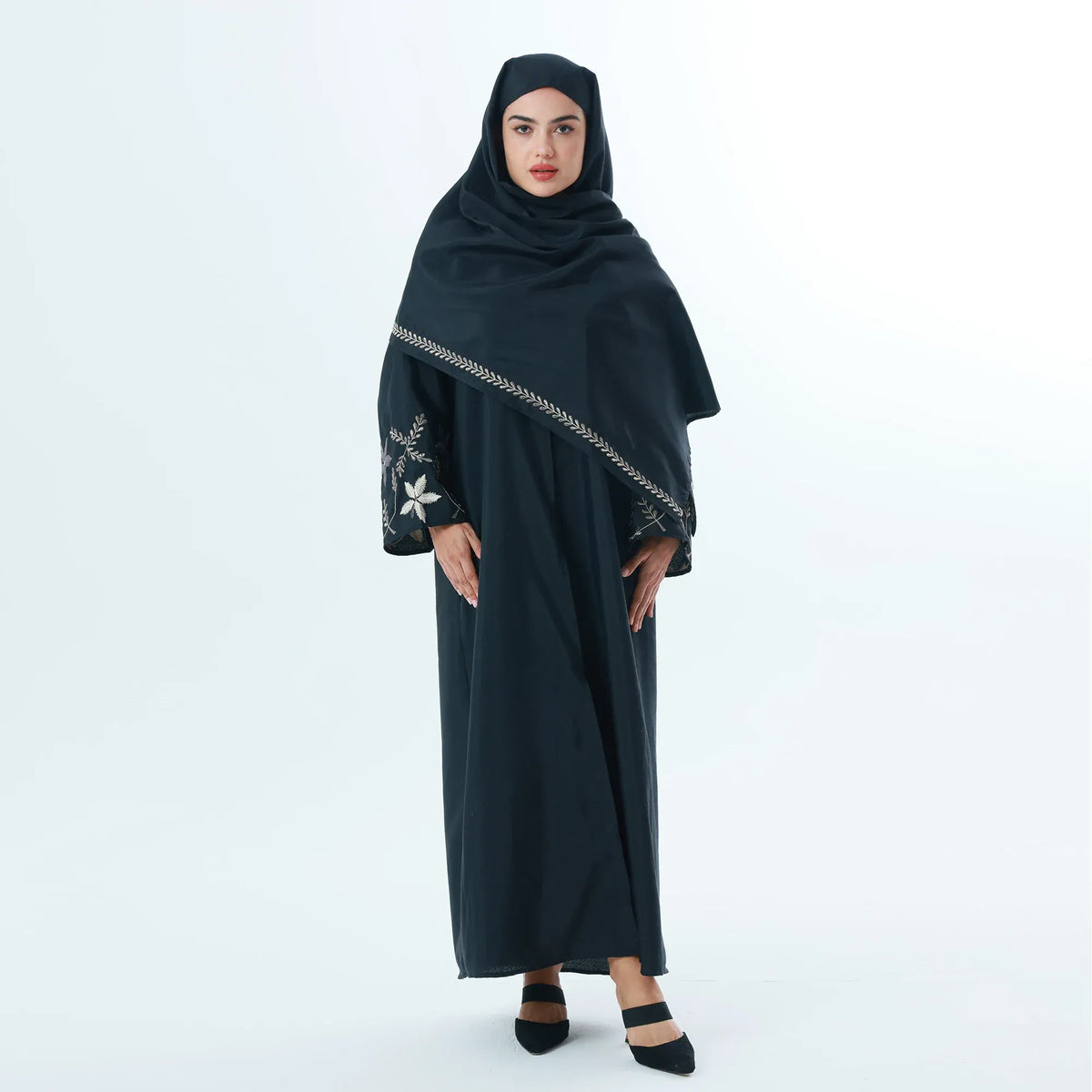 Black Leaves Abaya for Women Image