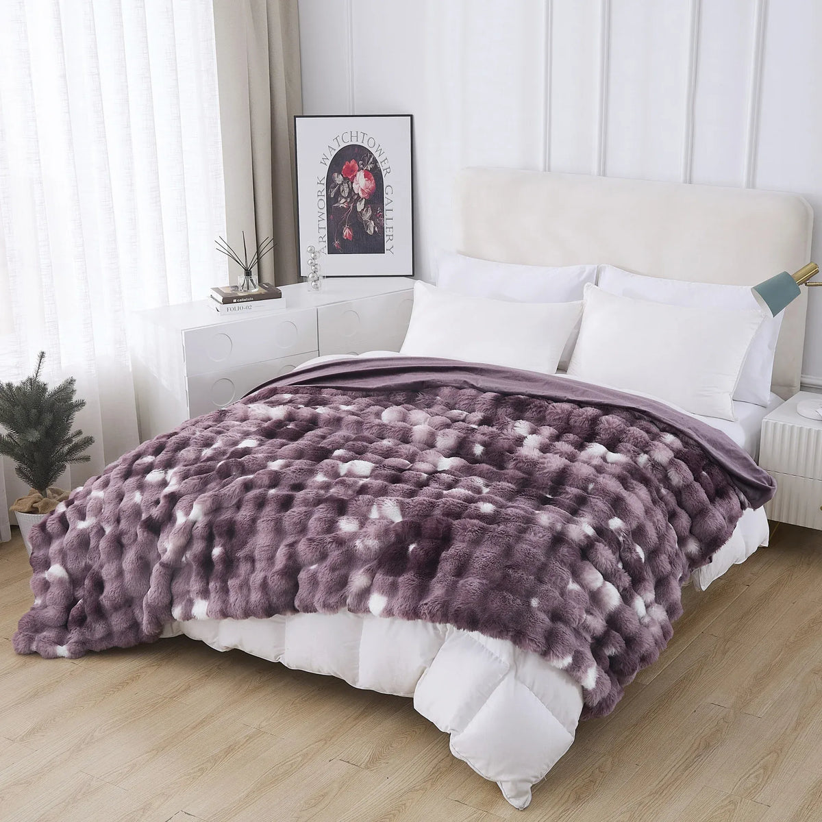 Free Purple Luxury Double-Sided Faux Fur Winter Blanket Image