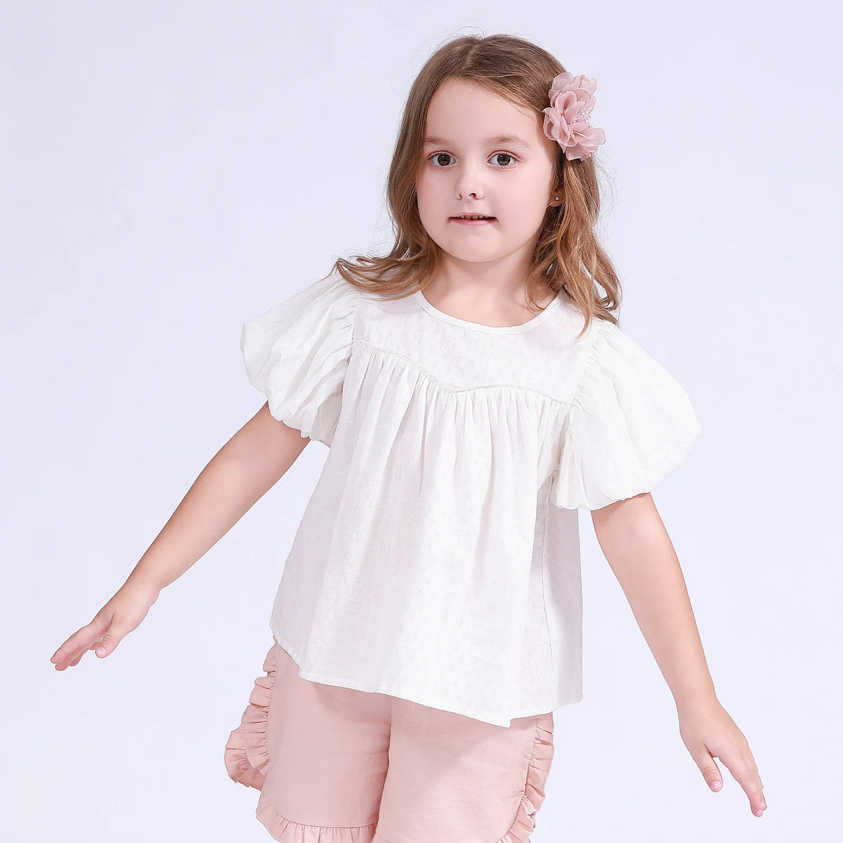 White Jacquard Blouse for Girls Image