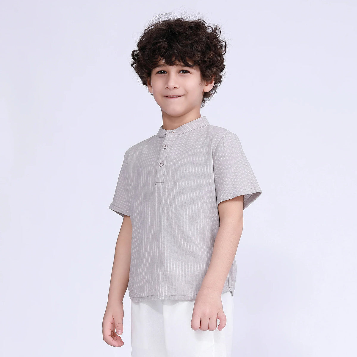 Gray Beige Solid Blouse for Boys Image