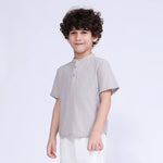 Gray Beige Solid Blouse for Boys Image