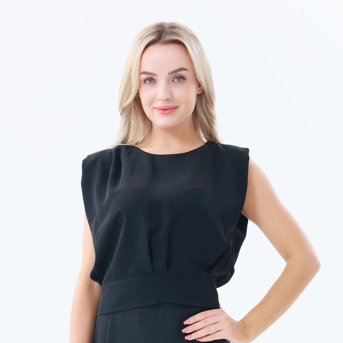 Black Plain Blouse for Women Image