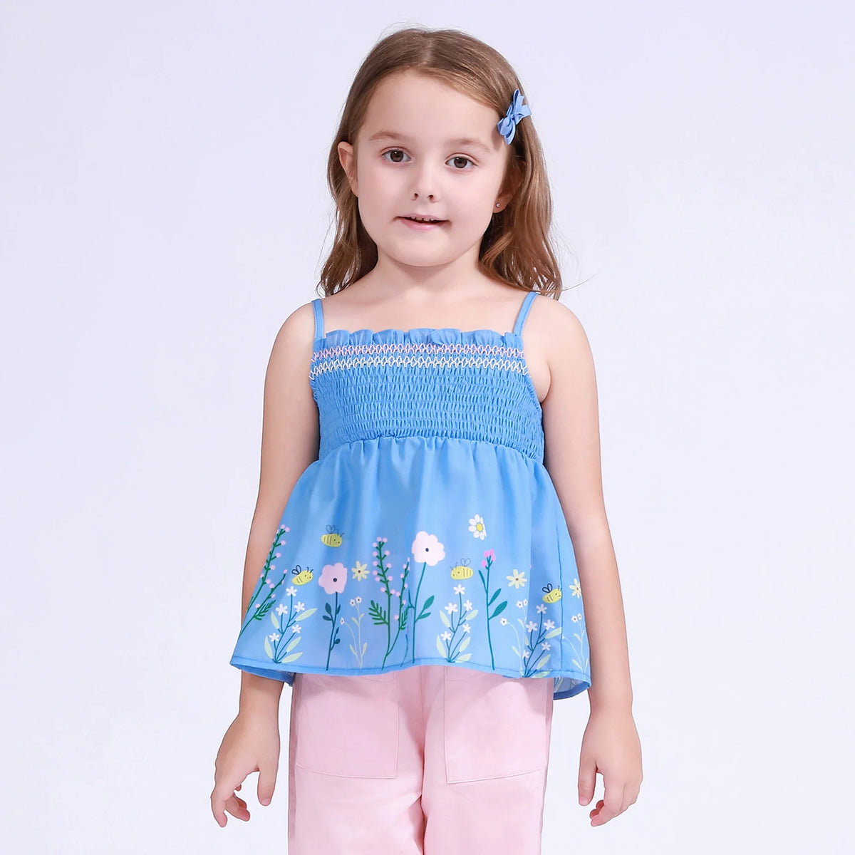 Blue Floral Blouse for Girls Image
