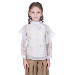 Beige Floral Classic Blouse For Girls Image