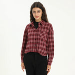 Maroon Elegant Checked Blouse for Women Image