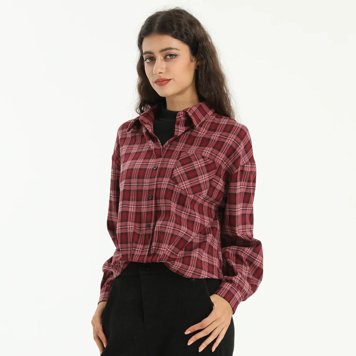 Elegant Checked Blouse for Women Image