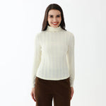 Beige Elegant Jacquard Blouse for Women Image