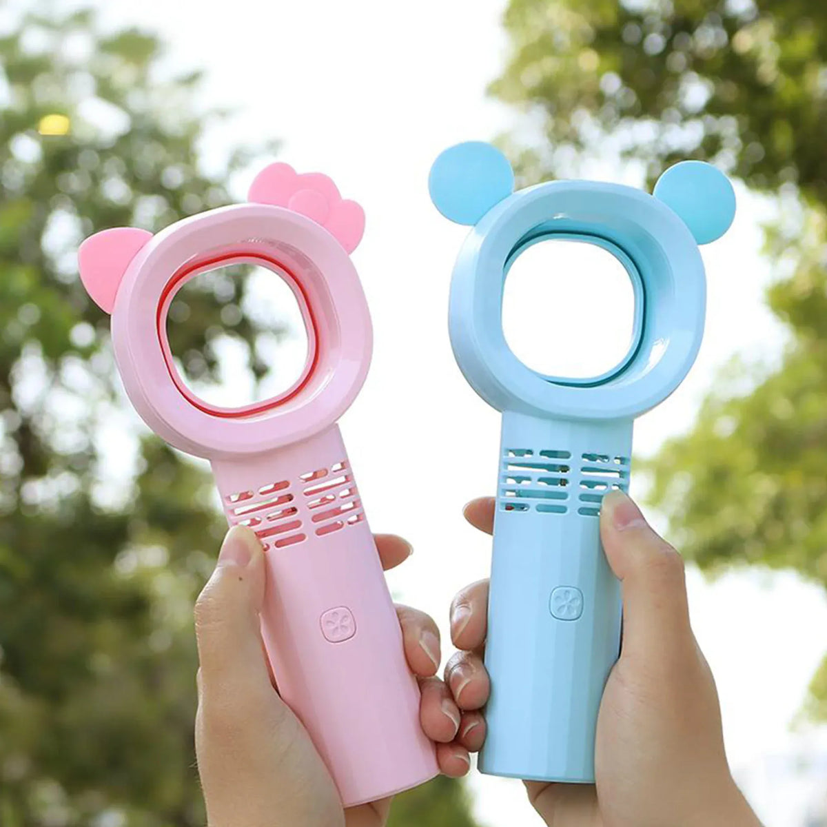 Cute Mouse Holding Bladeless Fan Image