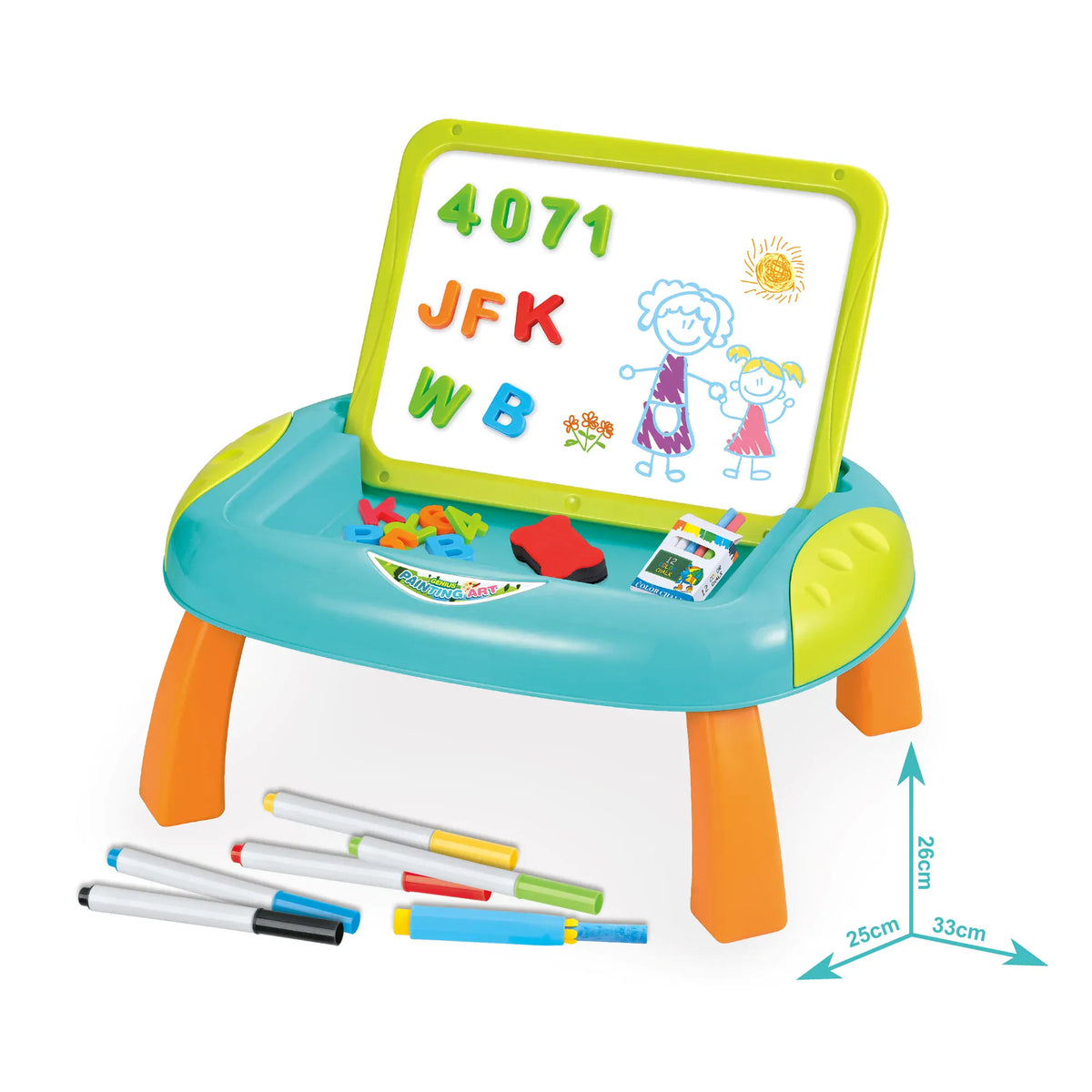 3Y Green Double-Sided Drawing Table for Boys Image