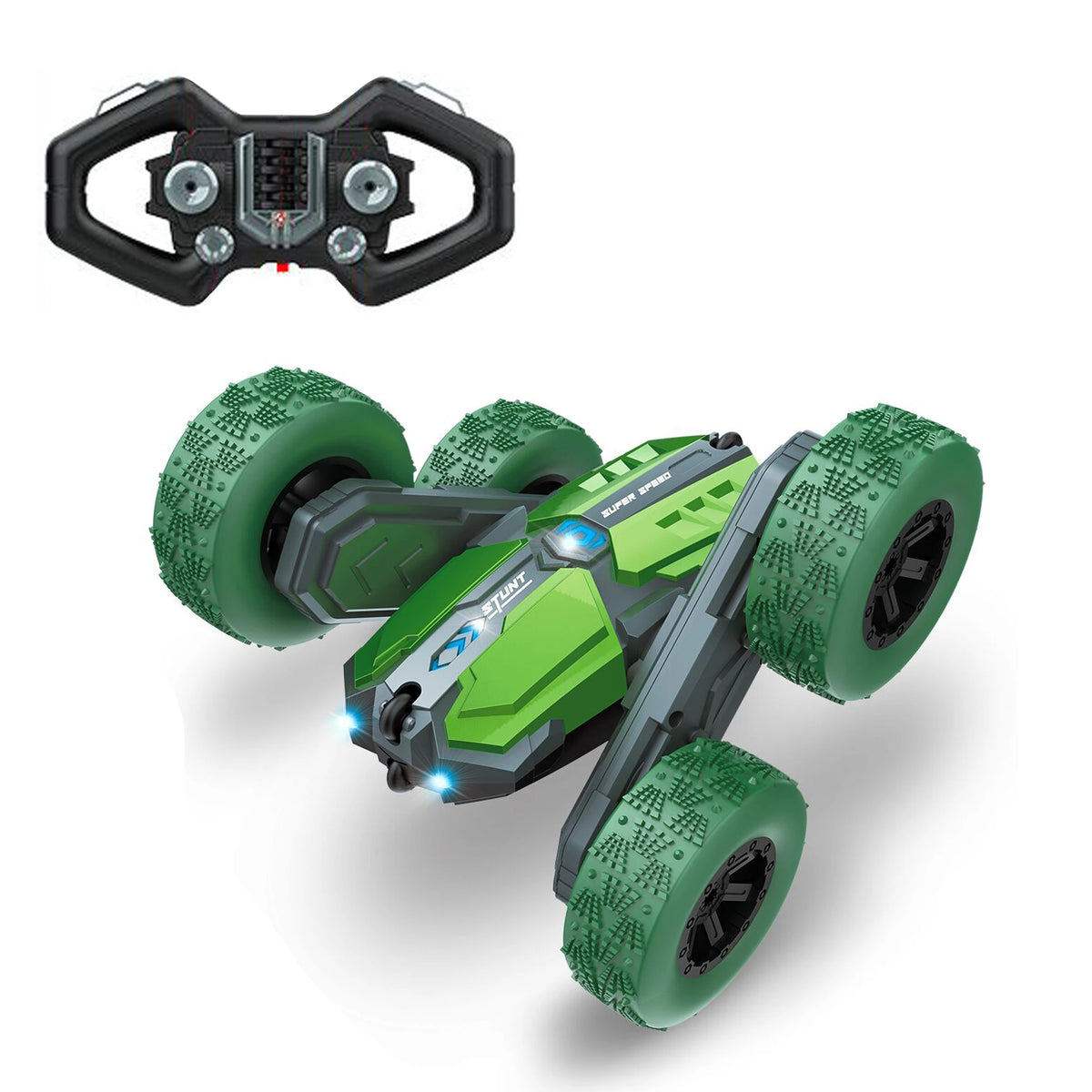 6Y Green Double Sided Stunt Remote Control Car for Boys Image