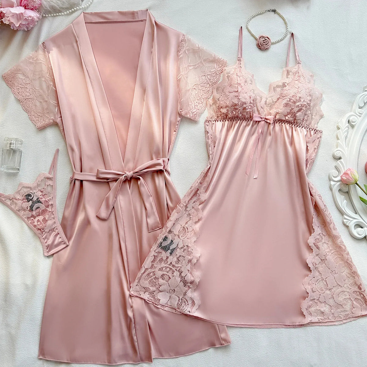 Pink Dress-3pc Lingerie For Women Image