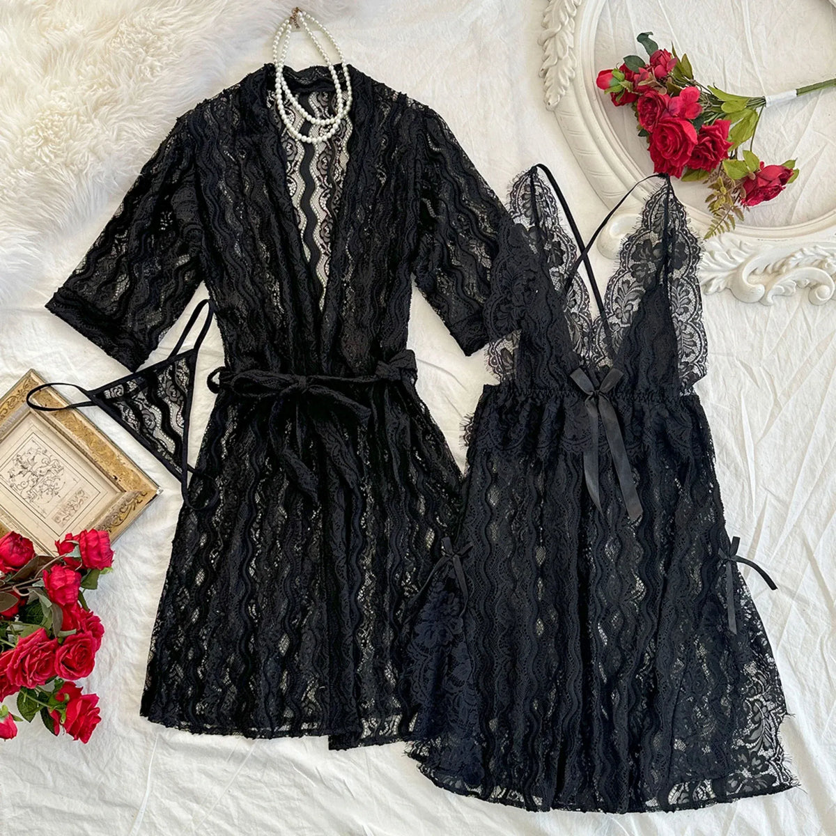 Black Dress-3pc Lingerie For Women Image