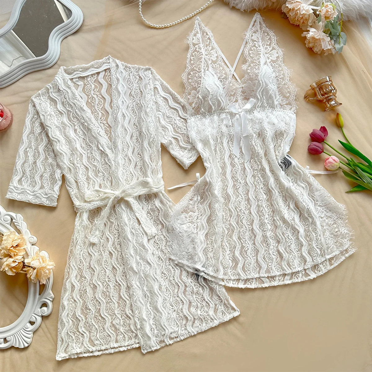 White Dress-3pc Lingerie For Women Image