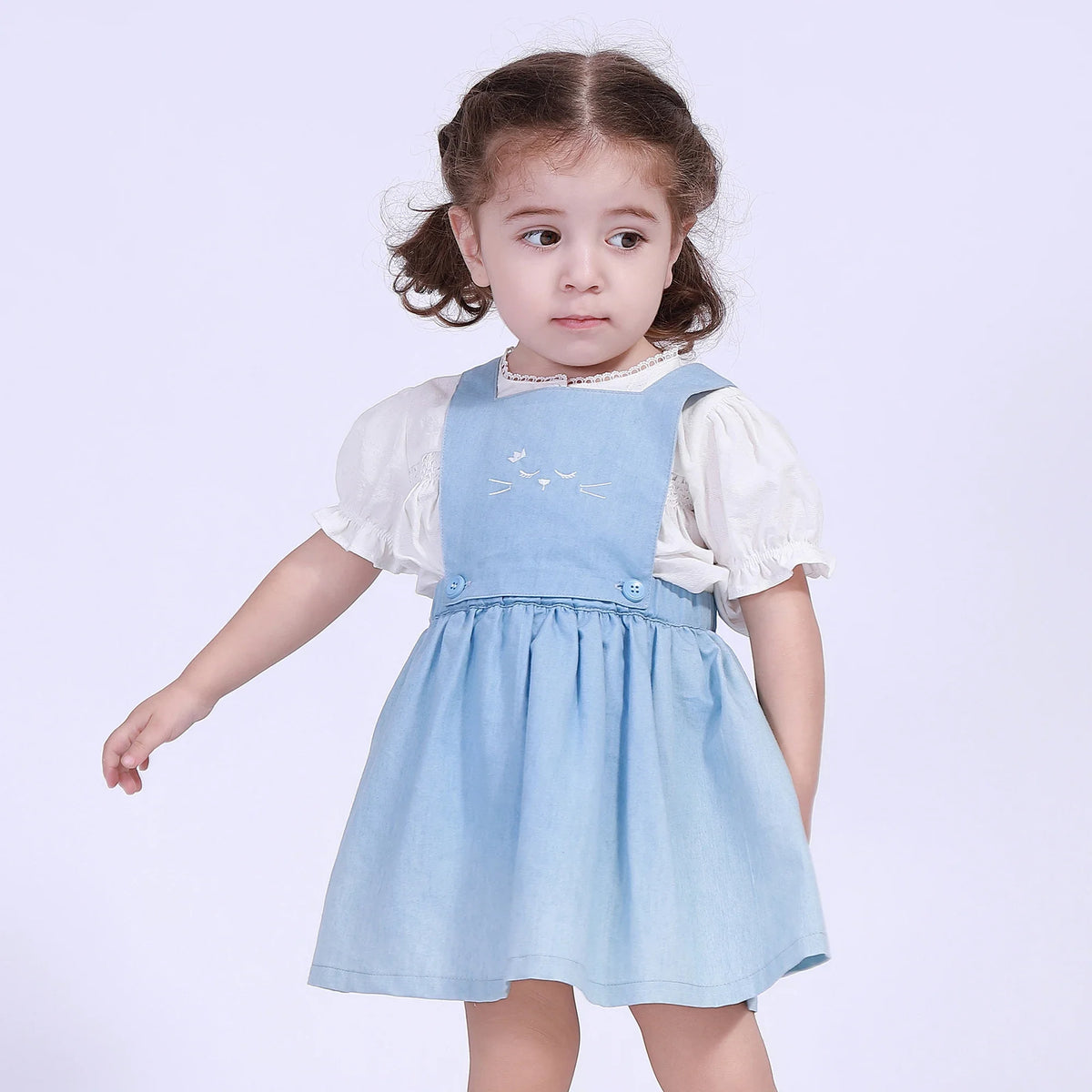 Light Blue Embroidery Dress for Baby Girl Image