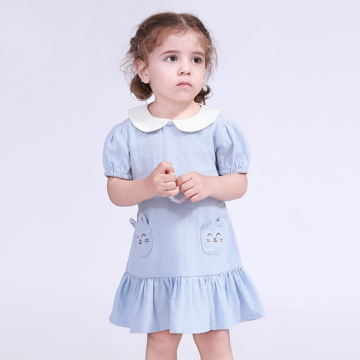 Light Blue Embroidery Dress for Baby Girl Image