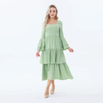 Bean Green Plain Dress for Women Image