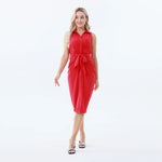 Red Plain Dress for Women Image