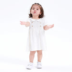 Gray Printed Classic Dress for Baby Girl Image