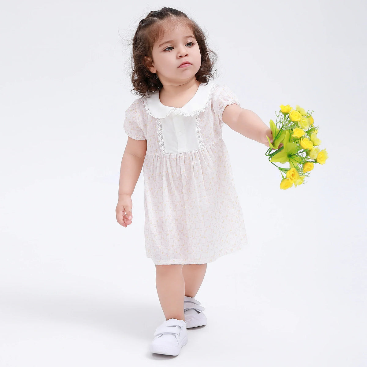 Pink Floral Classic Dress for Baby Girl Image