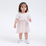 Shrimp Pink Floral Classic Dress for Baby Girl Image
