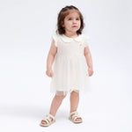 Beige Floral Classic Dress for Baby Girl Image