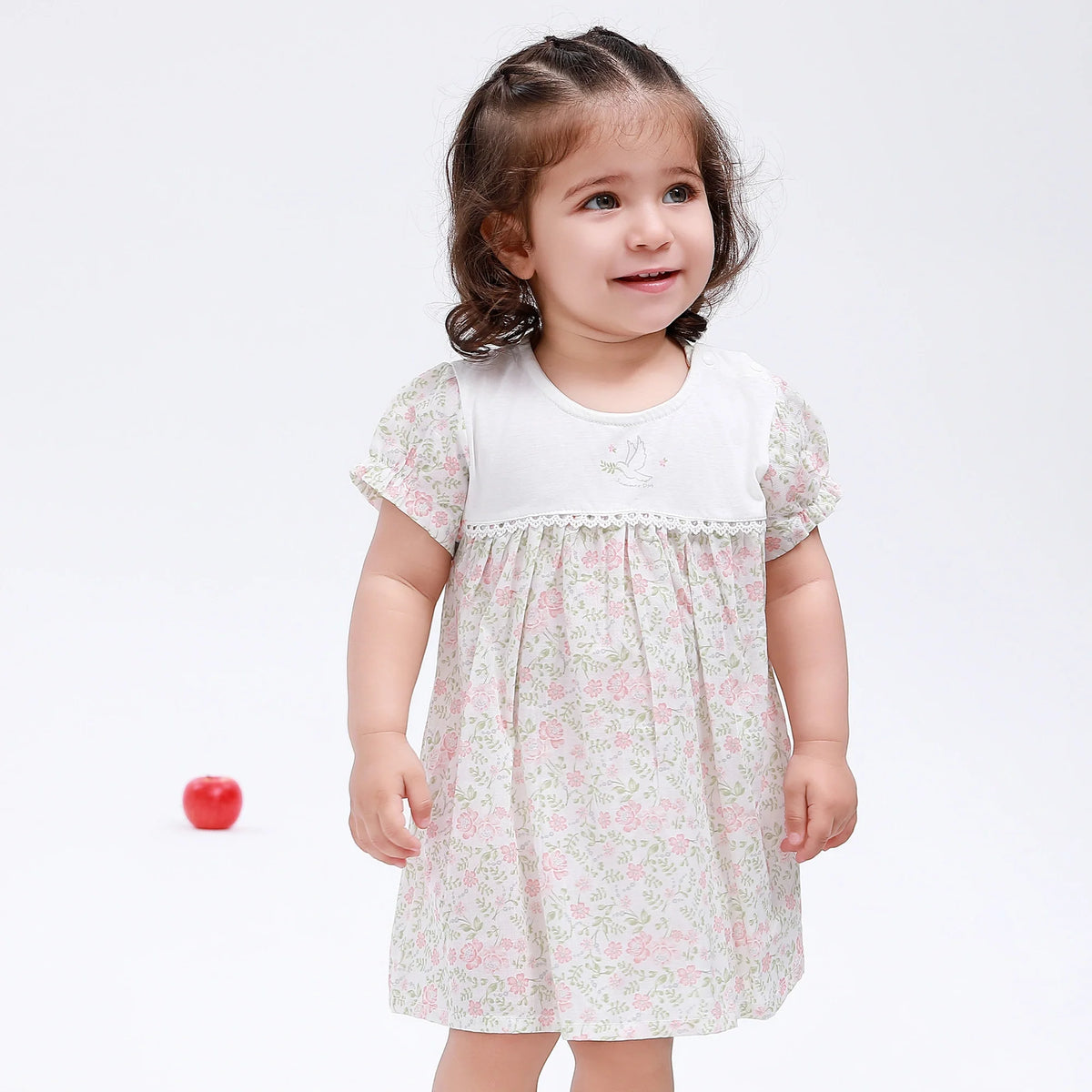 Pink Floral Classic Dress for Baby Girl Image