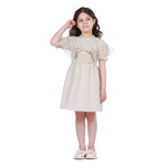 Beige Floral Classic Dress For Girls Image