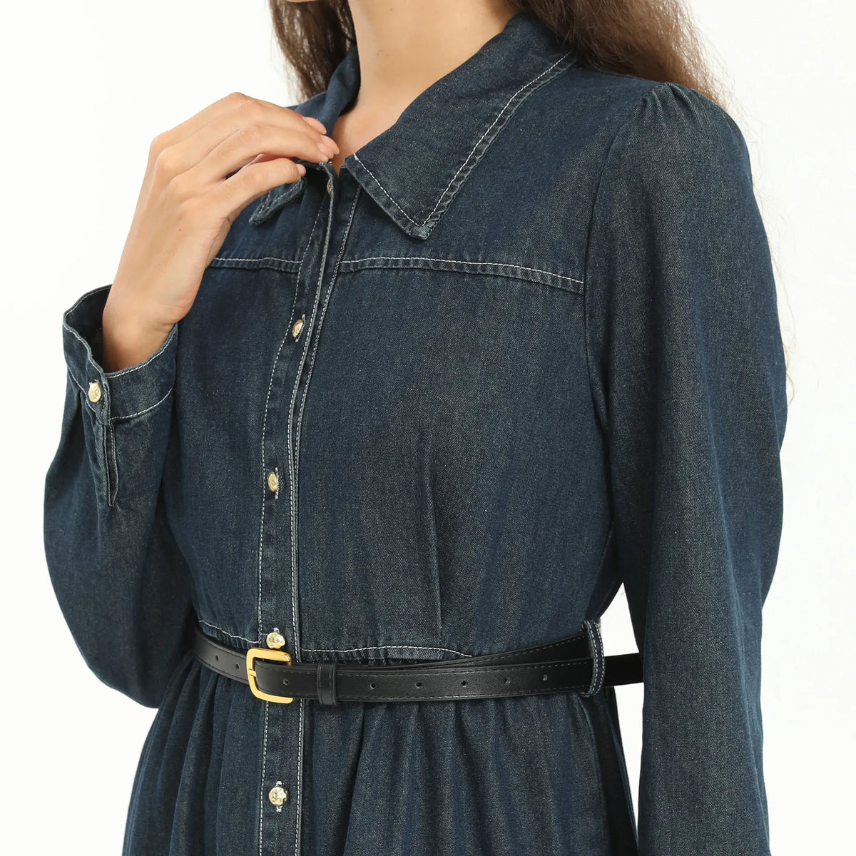 Elegant Washed Jeans Dress for Women Image