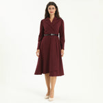 Maroon Elegant Plain Dress for Women Image