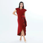 Maroon Plain Dress for Women Image