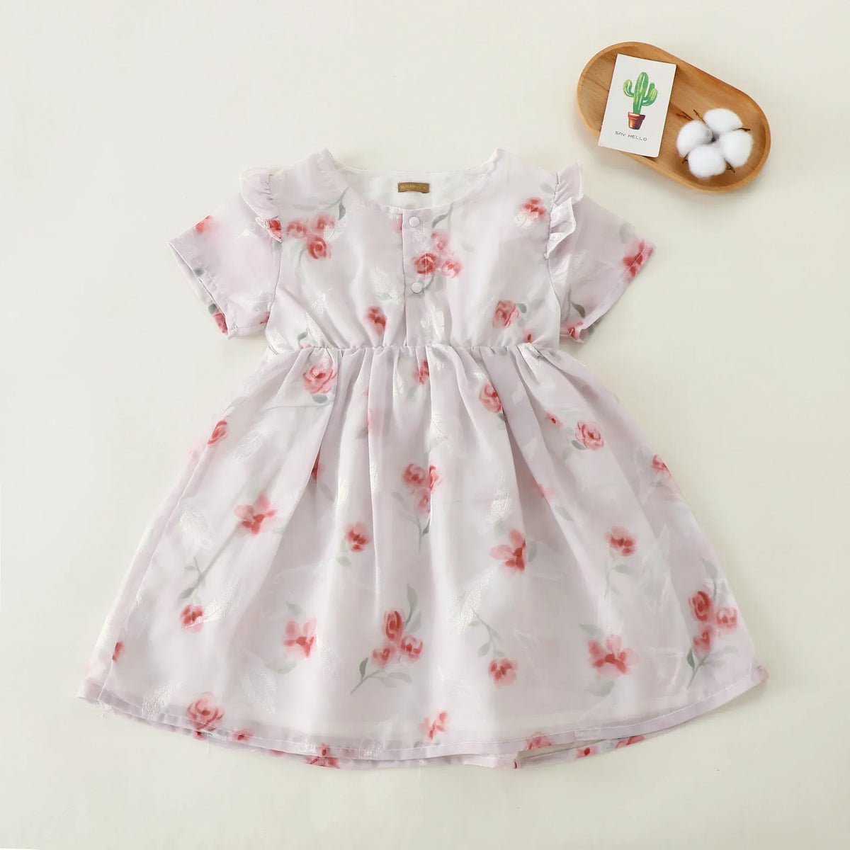 Pink Floral Basic Dress For Baby girl Image